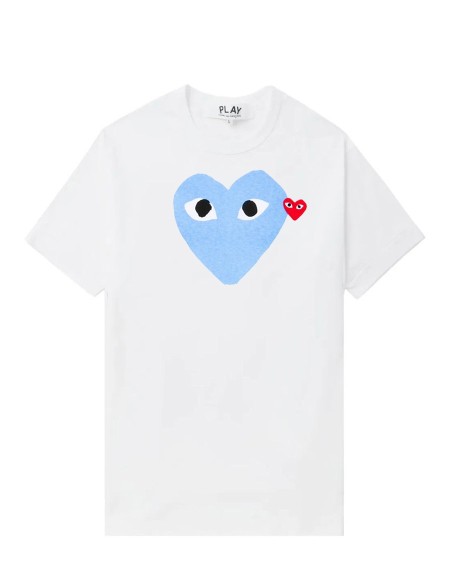 T-SHIRT RED/BLUE HEART WHITE