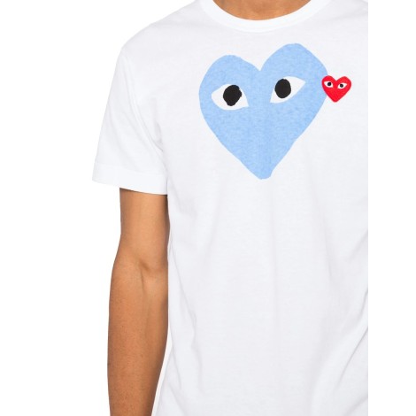 T-SHIRT RED/BLUE HEART WHITE