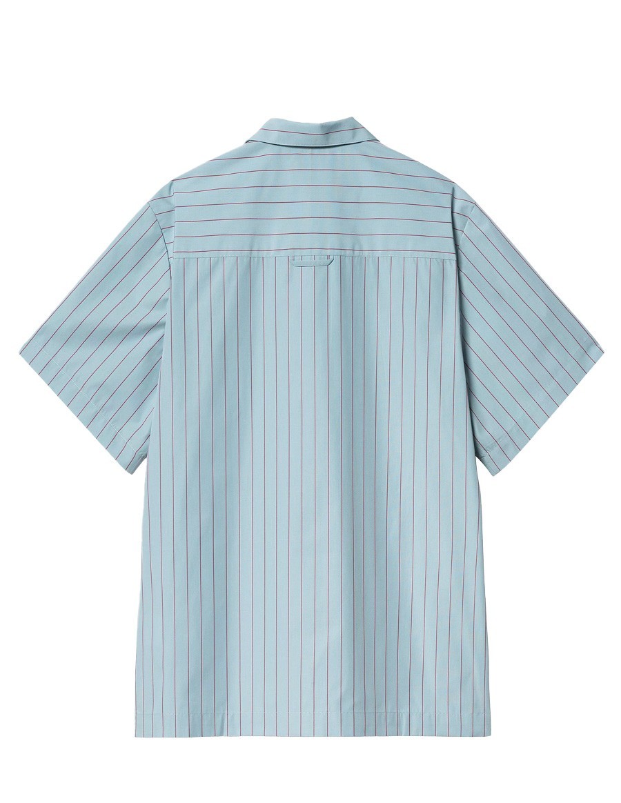 S/S HENDRY SHIRT SEATON STRIPE, FROSTED BLUE / MULBERRY