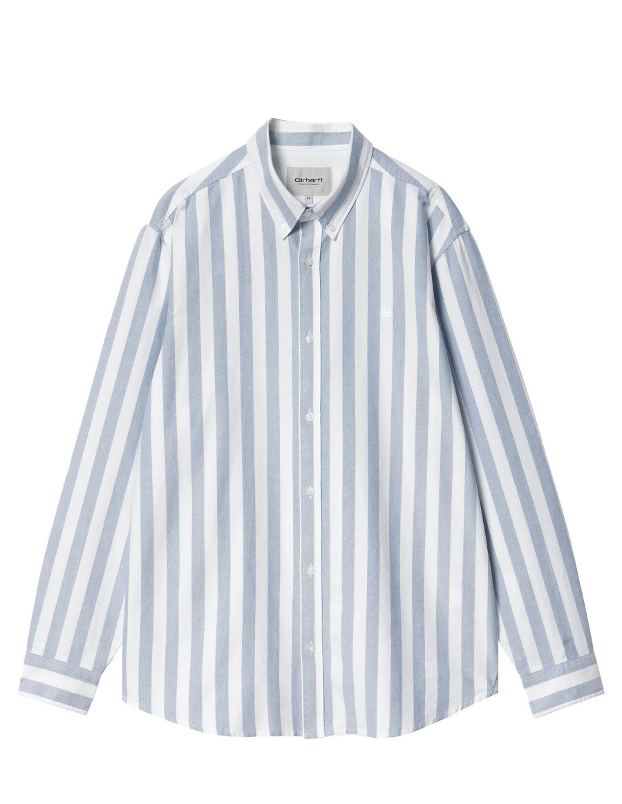 L/S DILLION SHIRT DILLION STRIPE, BLEACH / WHITE