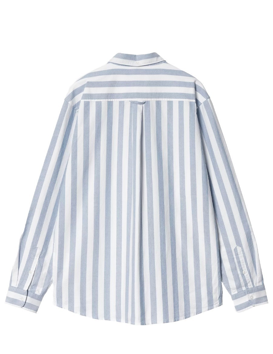 L/S DILLION SHIRT DILLION STRIPE, BLEACH / WHITE