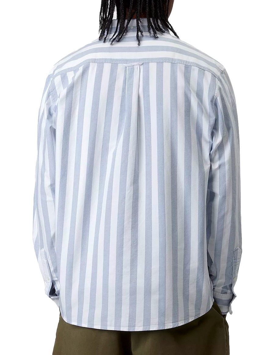 L/S DILLION SHIRT DILLION STRIPE, BLEACH / WHITE