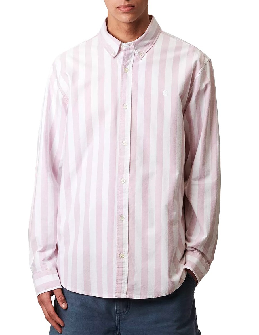 L/S DILLION SHIRT DILLION STRIPE, HORTENSIA / WHITE