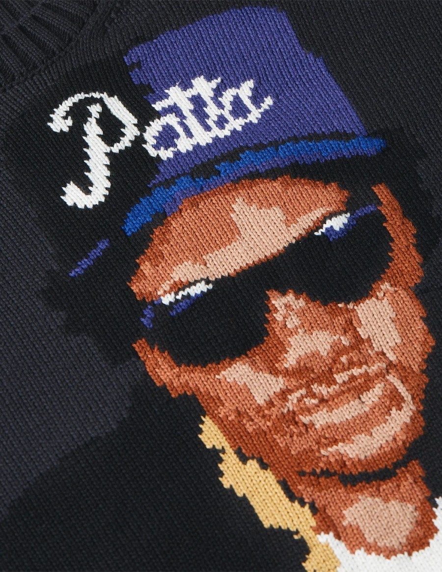 PATTA OLD SCHOOL KNITTED SWEATER MOONLESS NIGHT