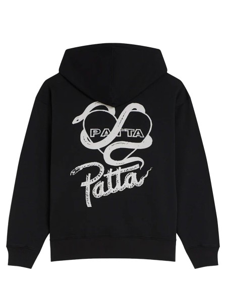 Patta Snake Heart Boxy Hooded Sweater - Black