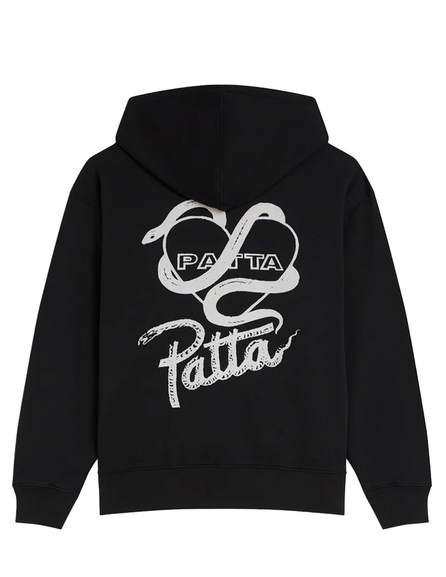 PATTA SNAKE HEART BOXY HOODED SWEATER BLACK