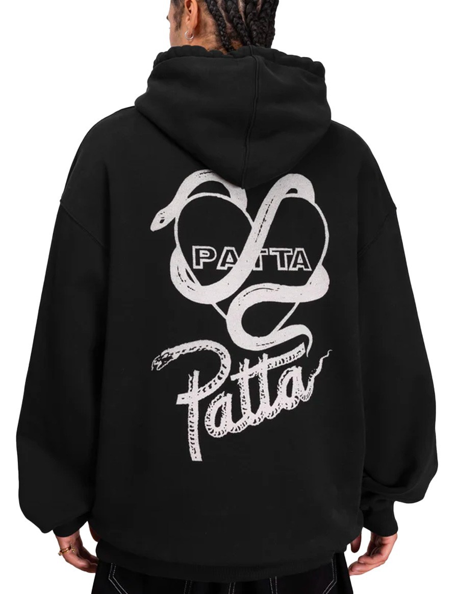 PATTA SNAKE HEART BOXY HOODED SWEATER BLACK