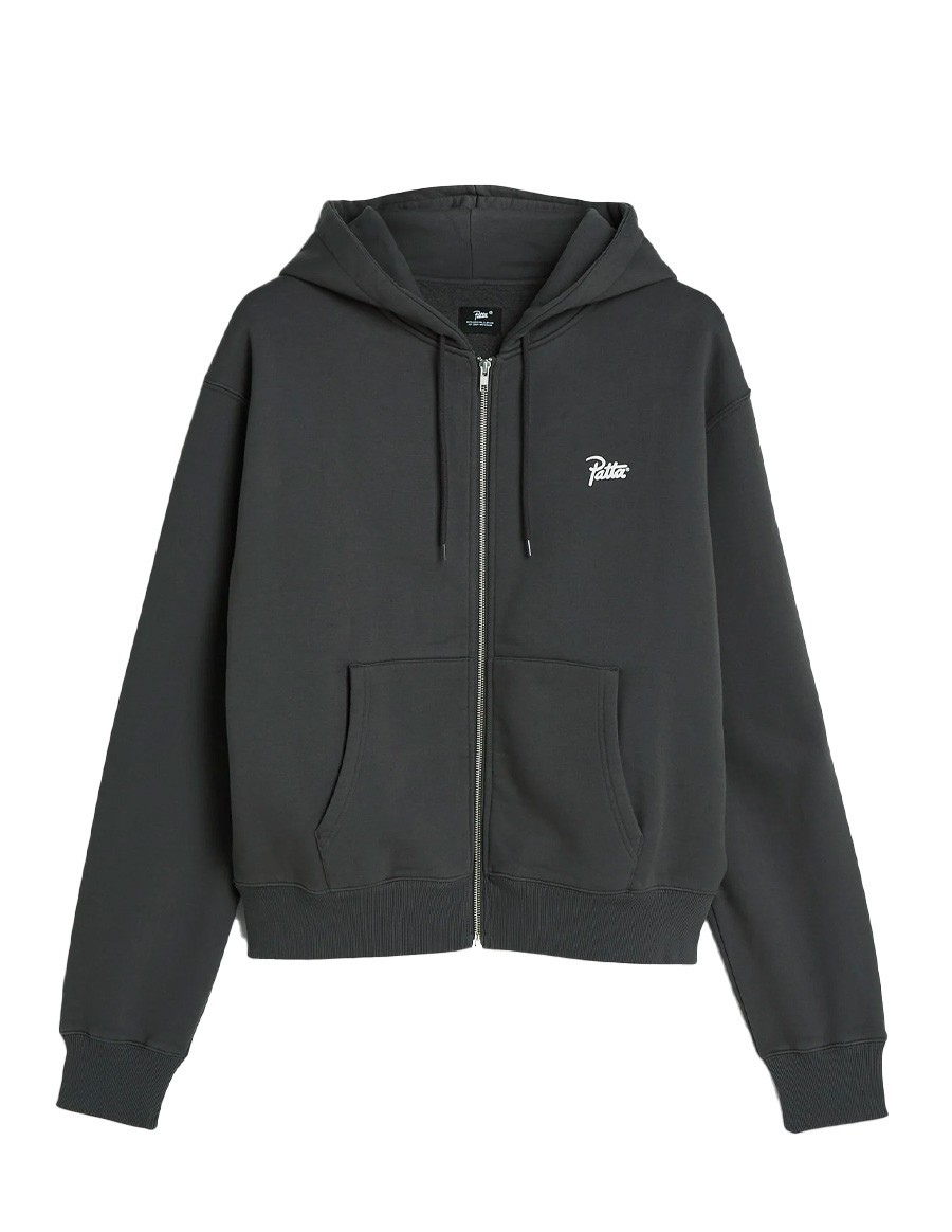 PATTA CLASSIC ZIP-UP HOODED SWEATER FORGED IRON