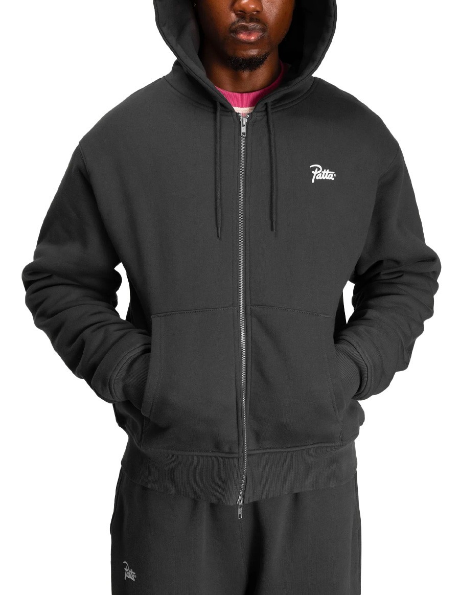 PATTA CLASSIC ZIP-UP HOODED SWEATER FORGED IRON