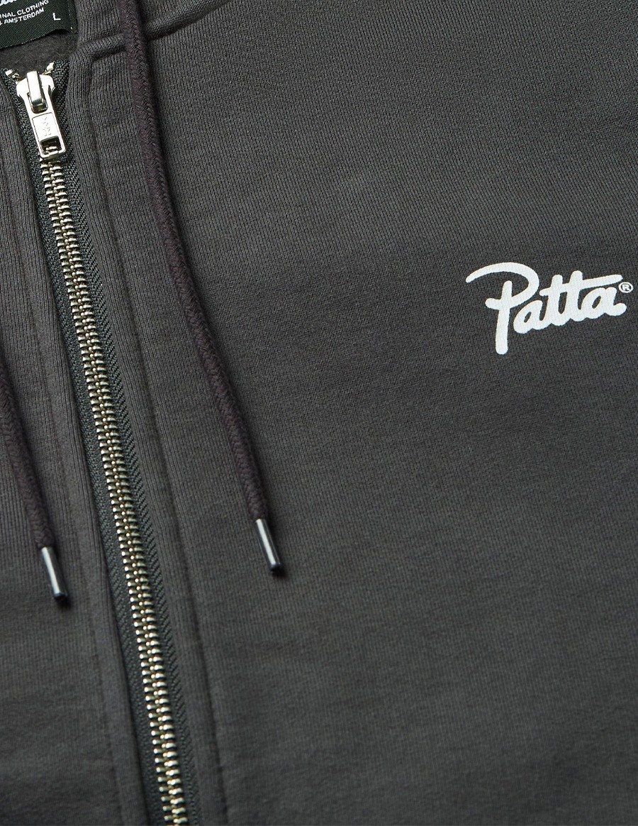 PATTA CLASSIC ZIP-UP HOODED SWEATER FORGED IRON