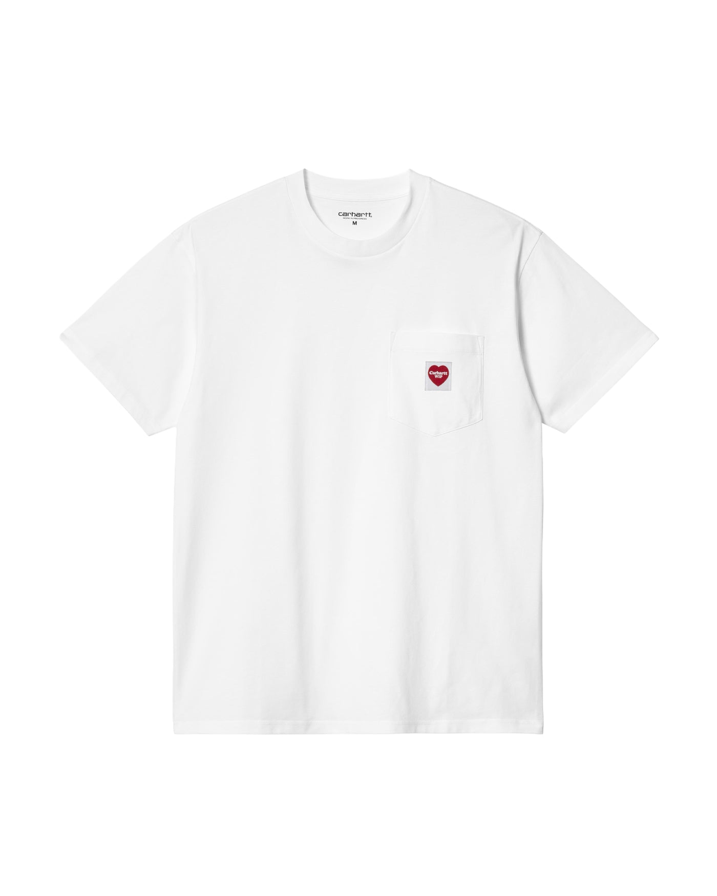 T-shirt Carhartt WIP blanc poche avec patch cœur rouge vue face