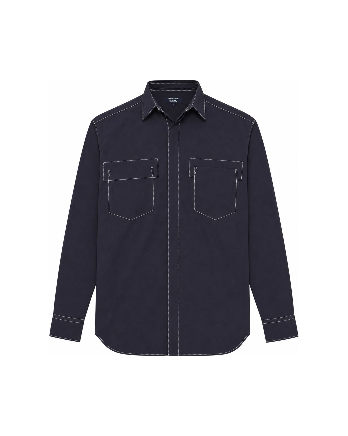 Chemise Comme des Garçons Homme navy surpiqûres blanches face