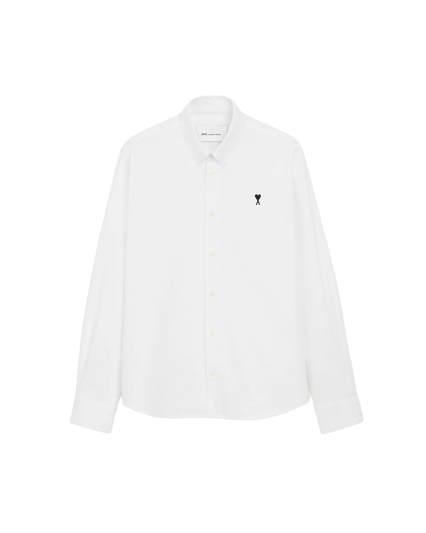 Chemise oxford Ami Paris blanche logo cœur brodé packshot face