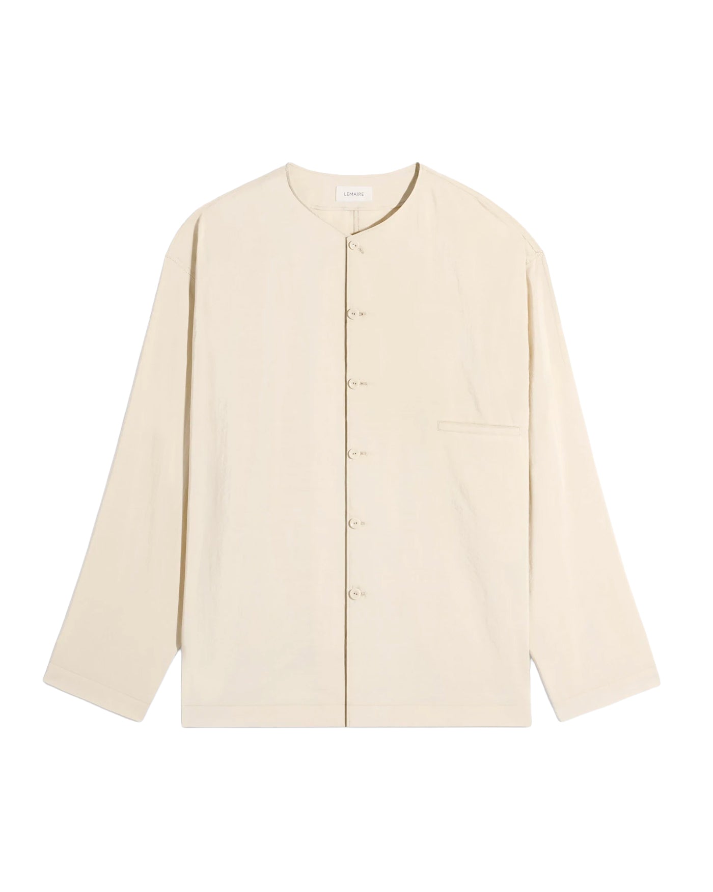 Chemise col rond Lemaire soie séchée écrue manches longues face