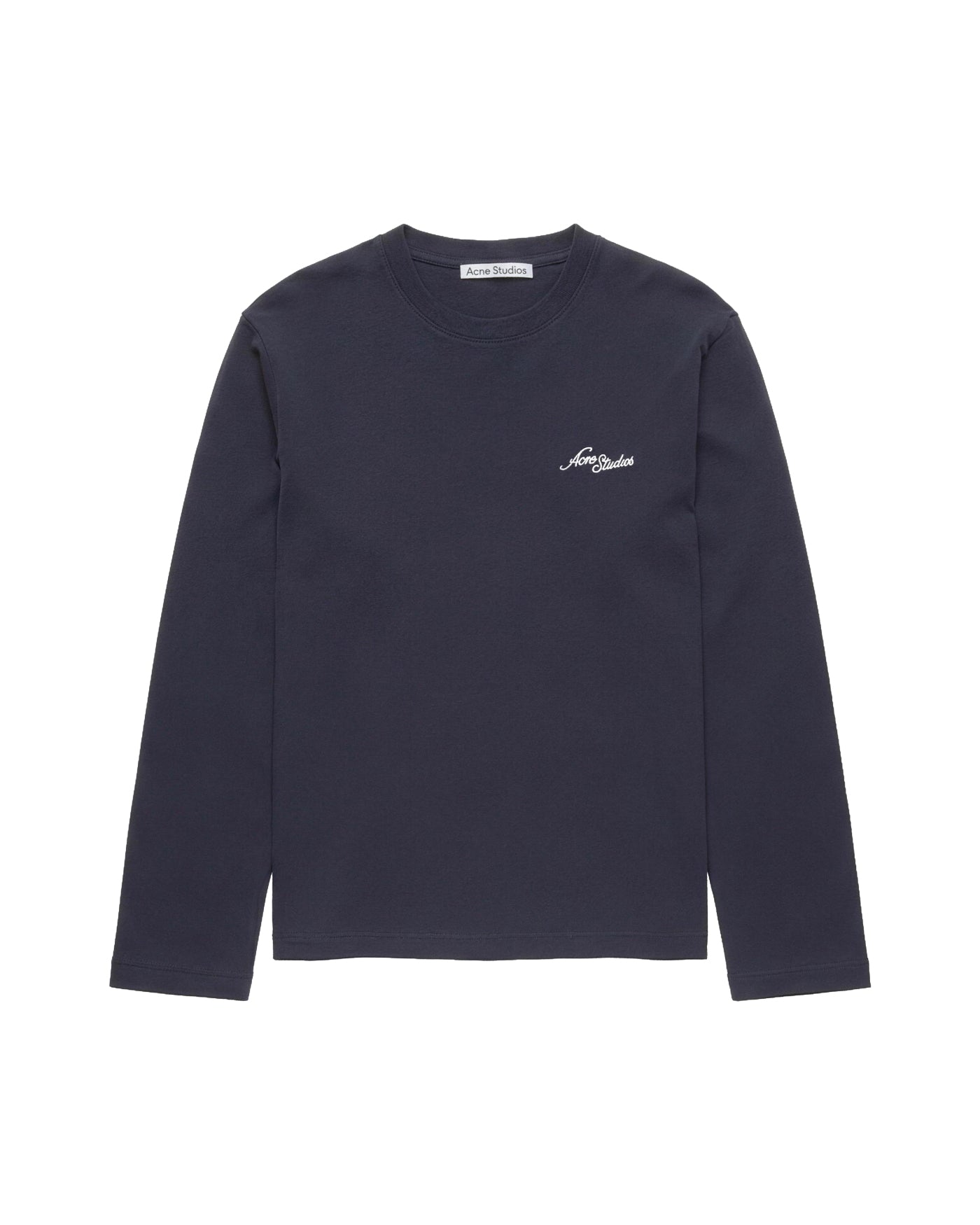 T-shirt manches longues Acne Studios bleu marine foncé logo brodé face