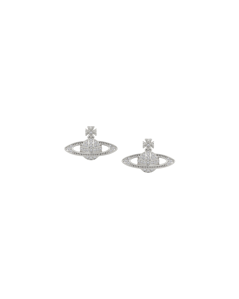MINI BAS RELIEF EARRINGS PLATINUM CRYSTAL CRYSTAL