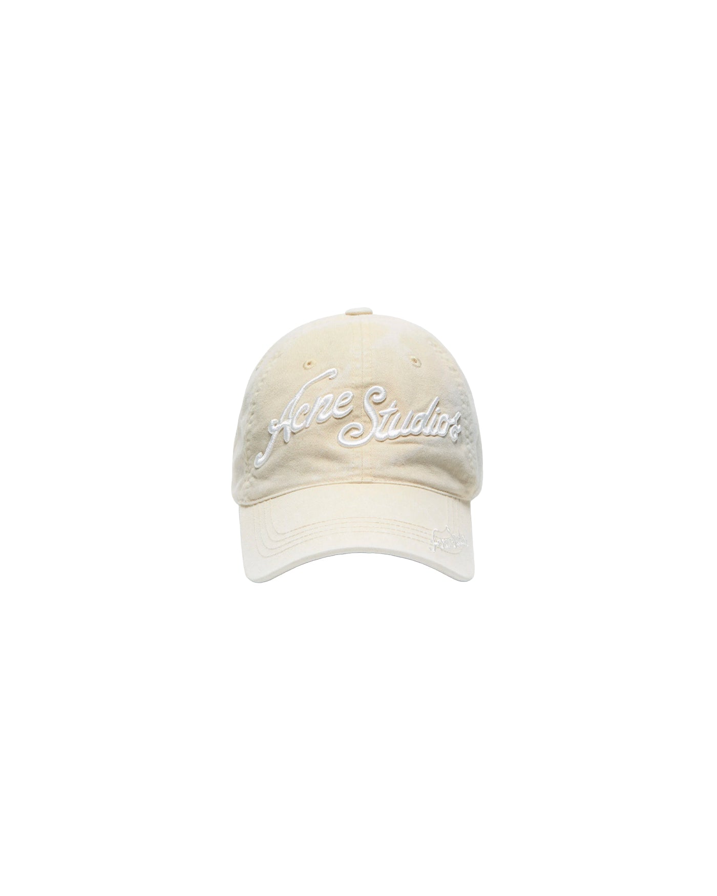 Casquette Acne Studios beige broderie logo blanc sur la visière face