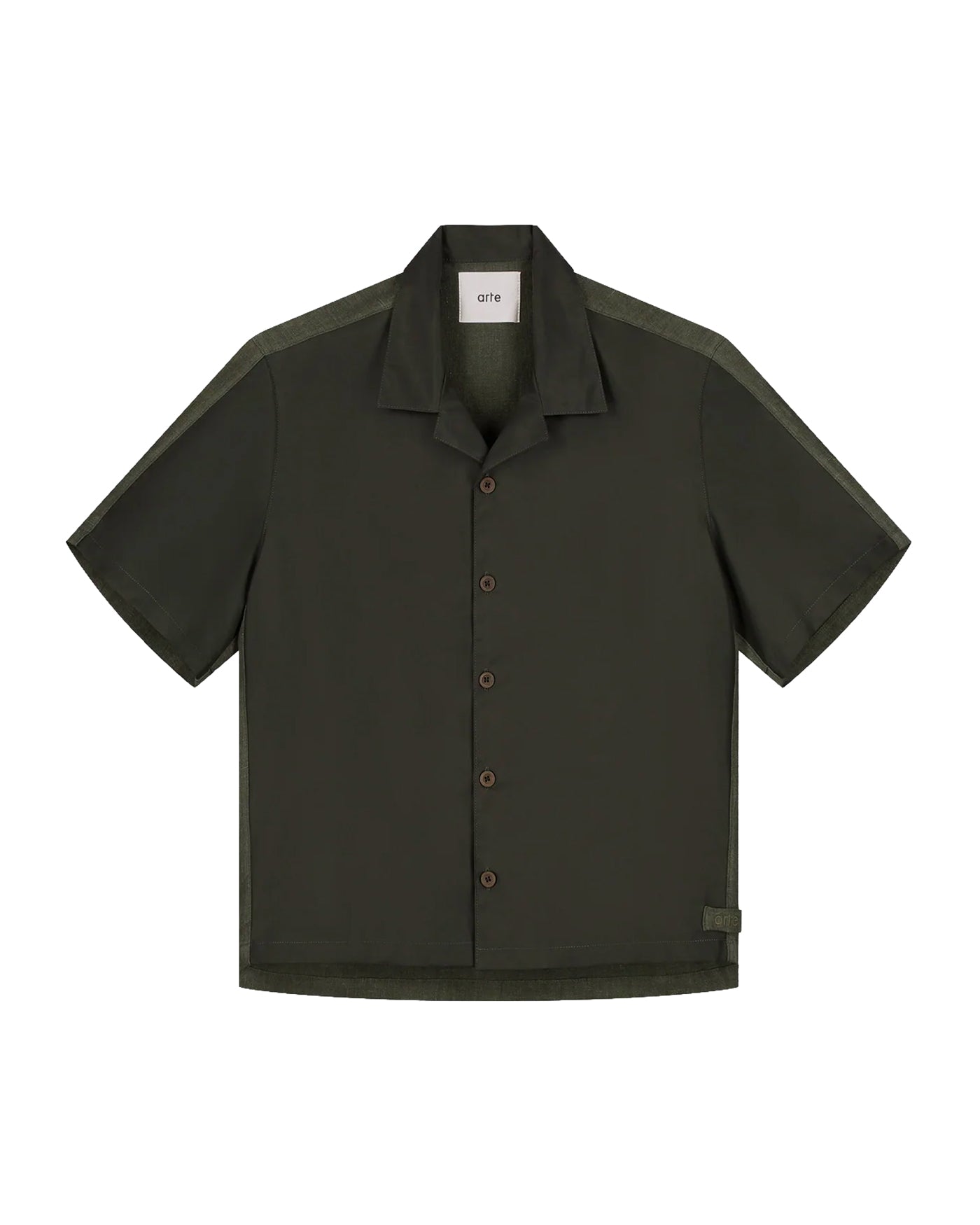 Chemise Arte Antwerp verte kaki manches courtes col bowling face
