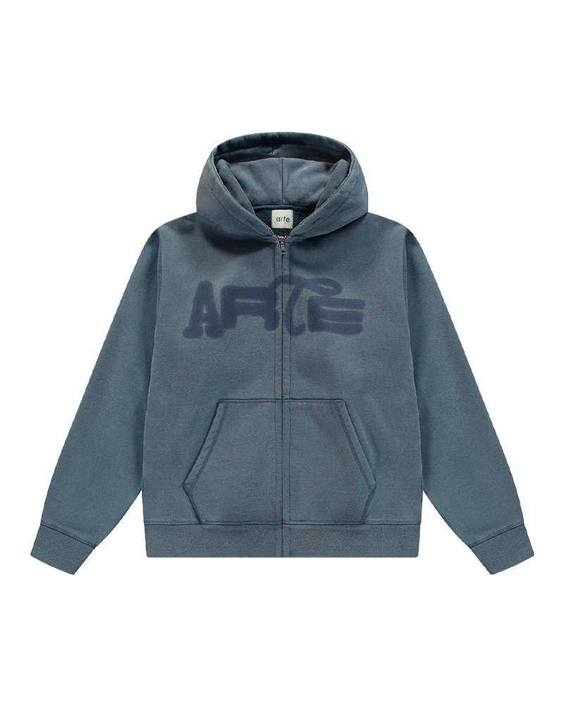 STENCIL SUNFADE ZIP HOODIE NAVY