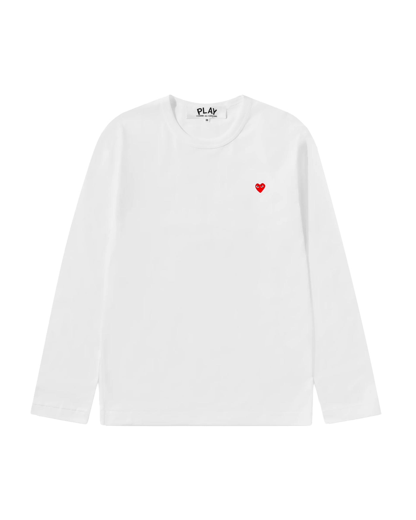 T-shirt manches longues Comme Des Garçons Play blanc cœur rouge face