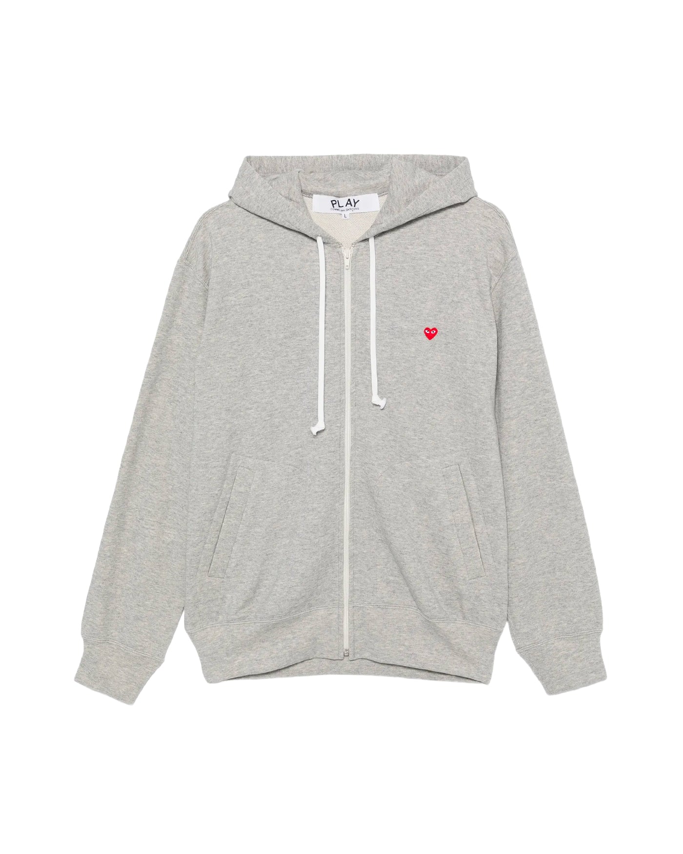 Sweat zippé Comme Des Garçons Play gris chiné petit cœur rouge face