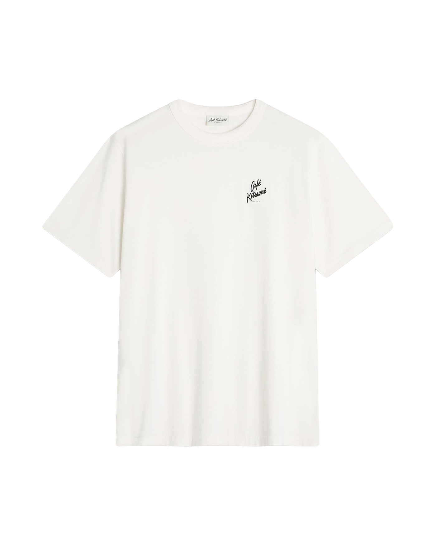 T-shirt Café Kitsuné Relax unisexe blanc cassé logo brodé face