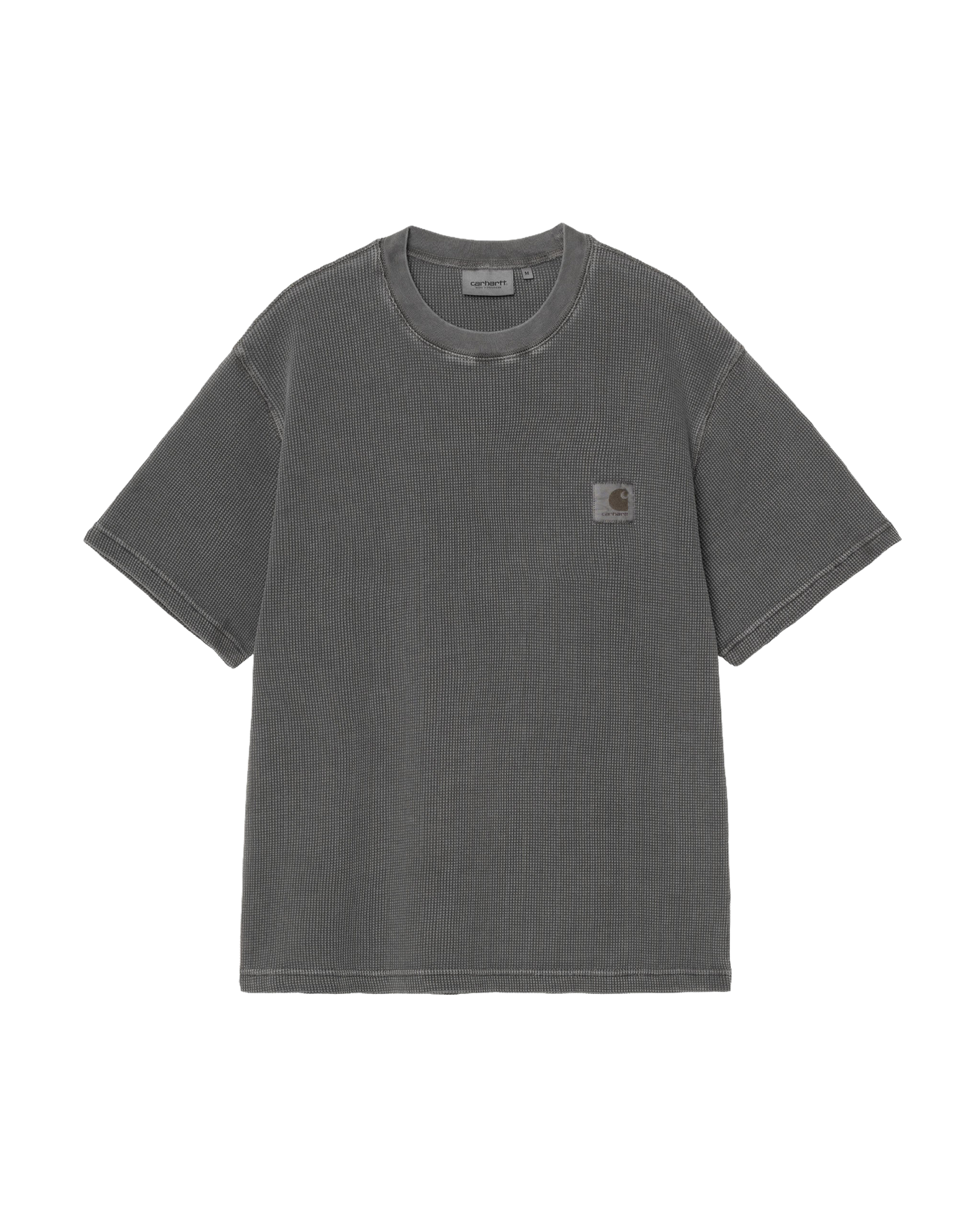 T-shirt Carhartt WIP Nelson Waffle gris anthracite face patch logo