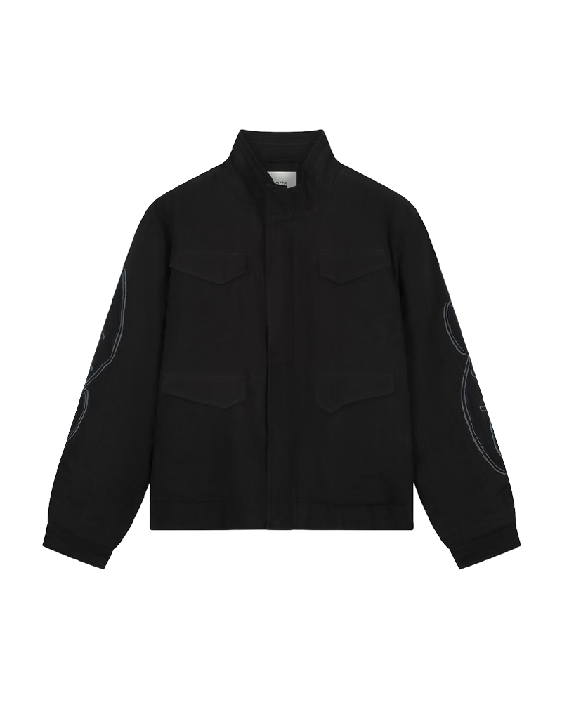 SWIRL UTILITY JACKET BLACK