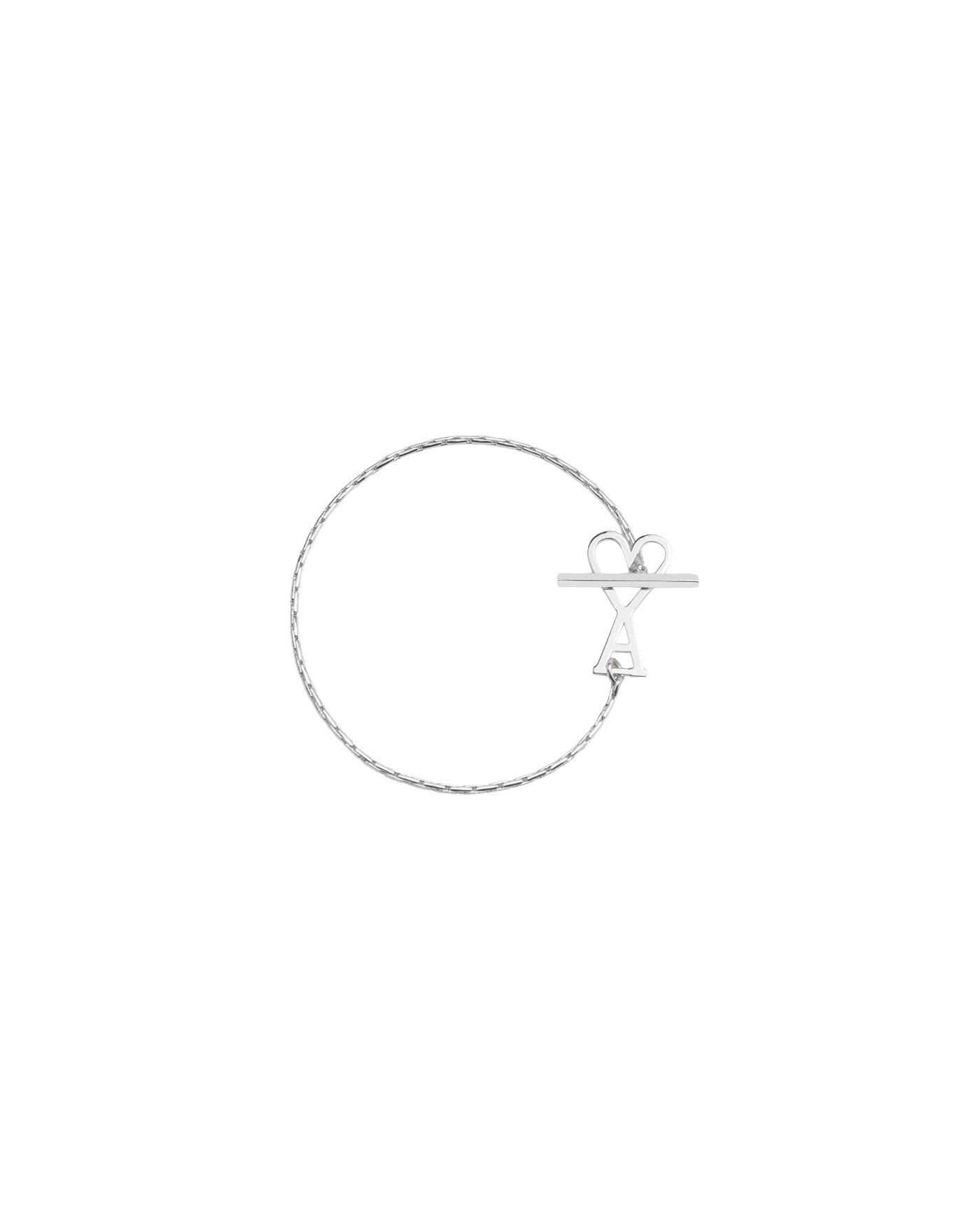 Bracelet chaîne Ami Paris Ami de Coeur argenté sur fond blanc, face