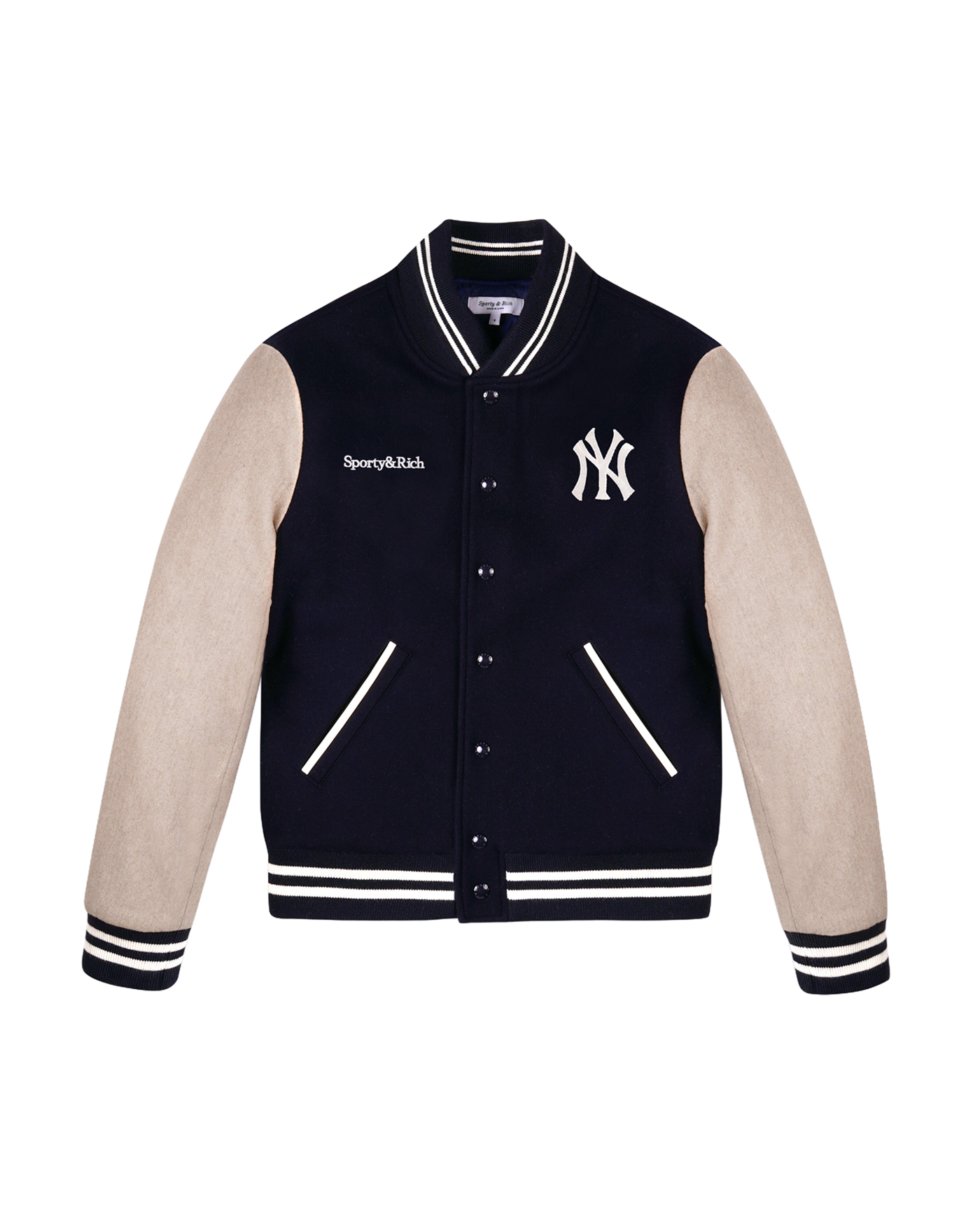 Veste Sporty & Rich Yankees bleu marine et écru face logo NY brodé