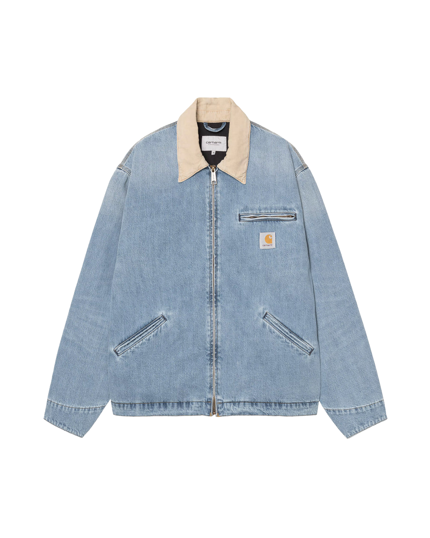 Veste denim Carhartt WIP OG Detroit bleue col naturel zip face