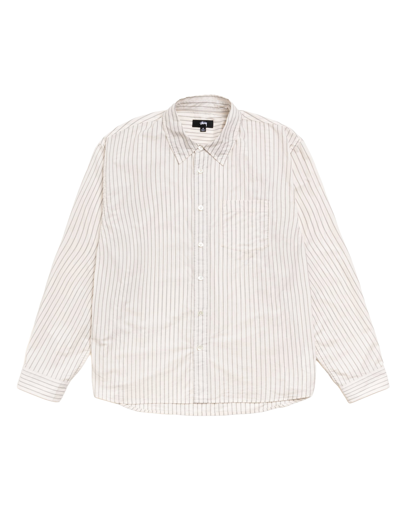Chemise manches longues Stüssy Standard rayures beige et blanc face
