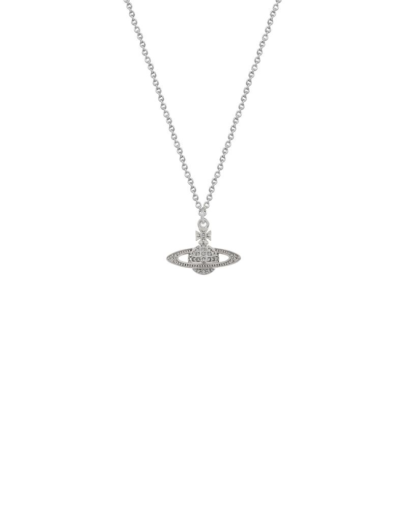 MINI BAS RELIEF ORB PENDANT PLATINUM CRYSTAL CRYSTAL