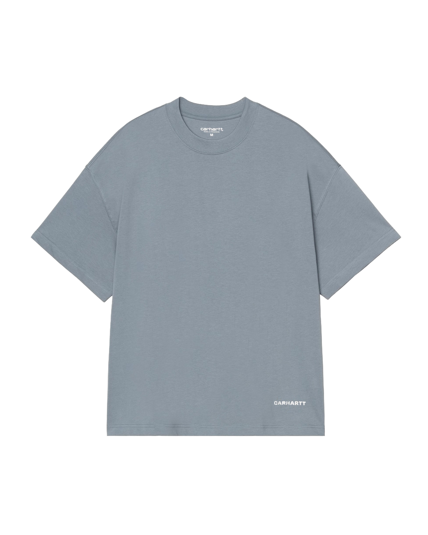 T-shirt Carhartt WIP bleu ardoise avec logo Link Script en bas face