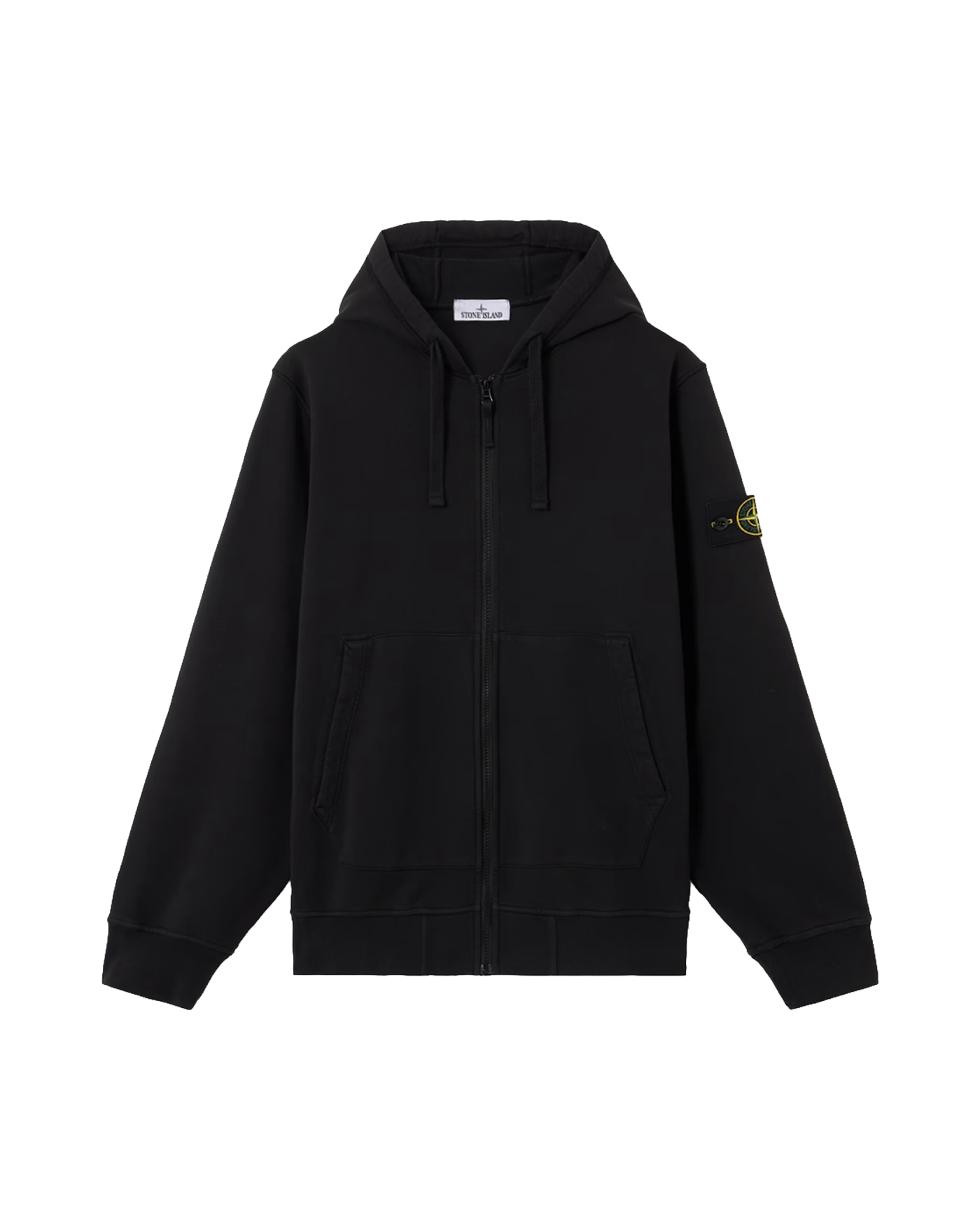 Sweat zippé à capuche Stone Island noir badge patch boussole face
