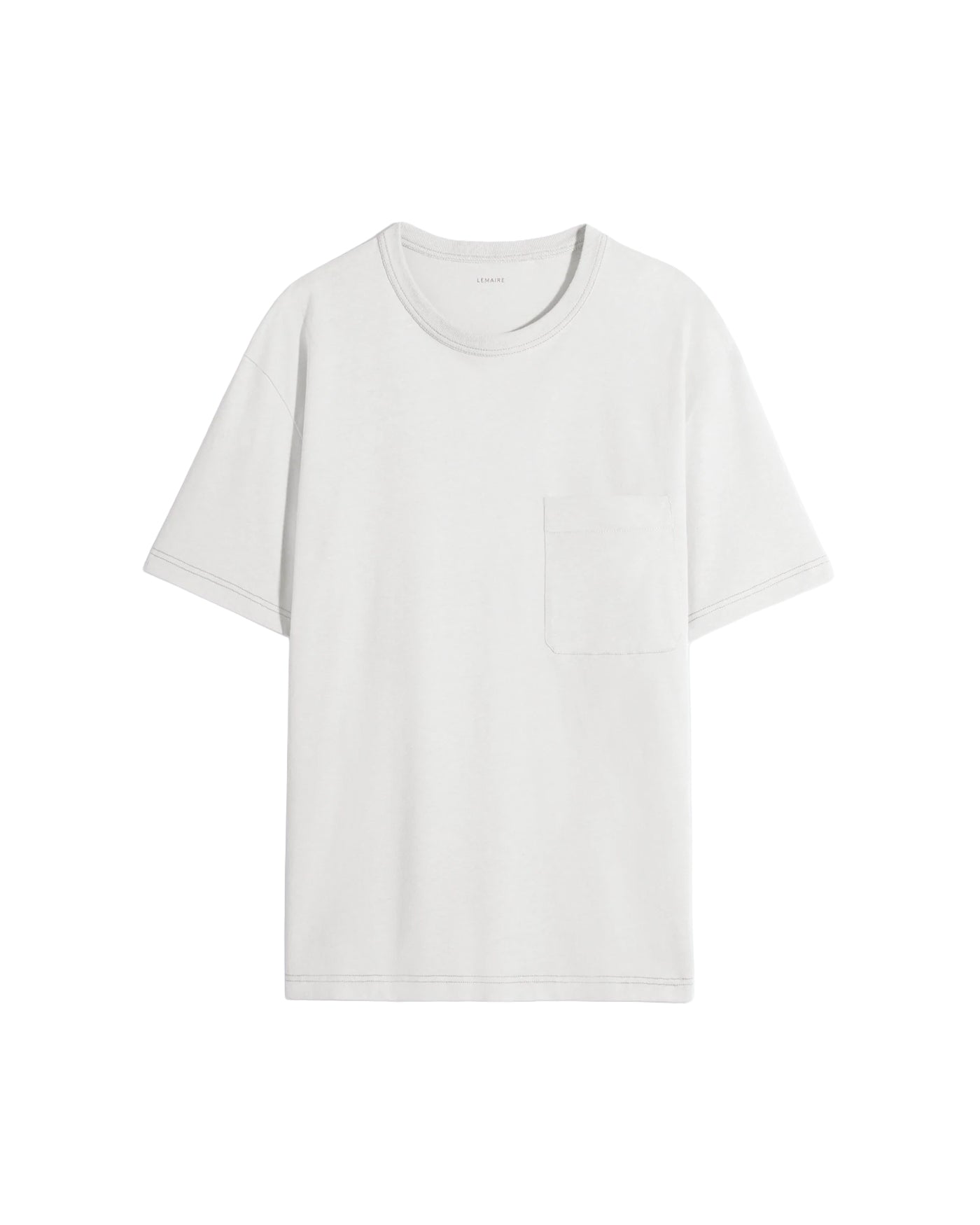 T-shirt boxy Lemaire blanc perle avec poche poitrine, vue face