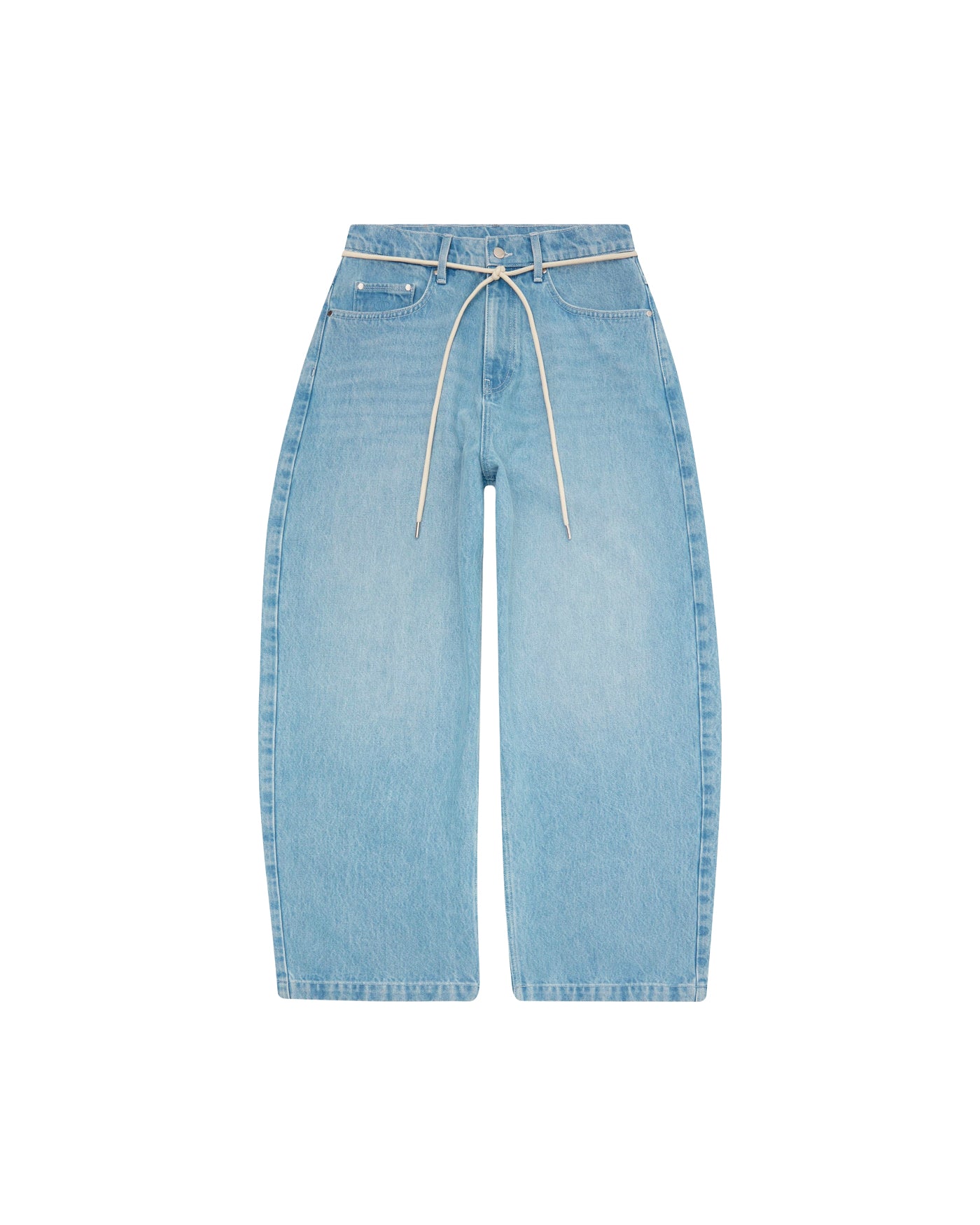 Jeans About:Blank Denim Wide Leg bleu clair délavé avec cordon face
