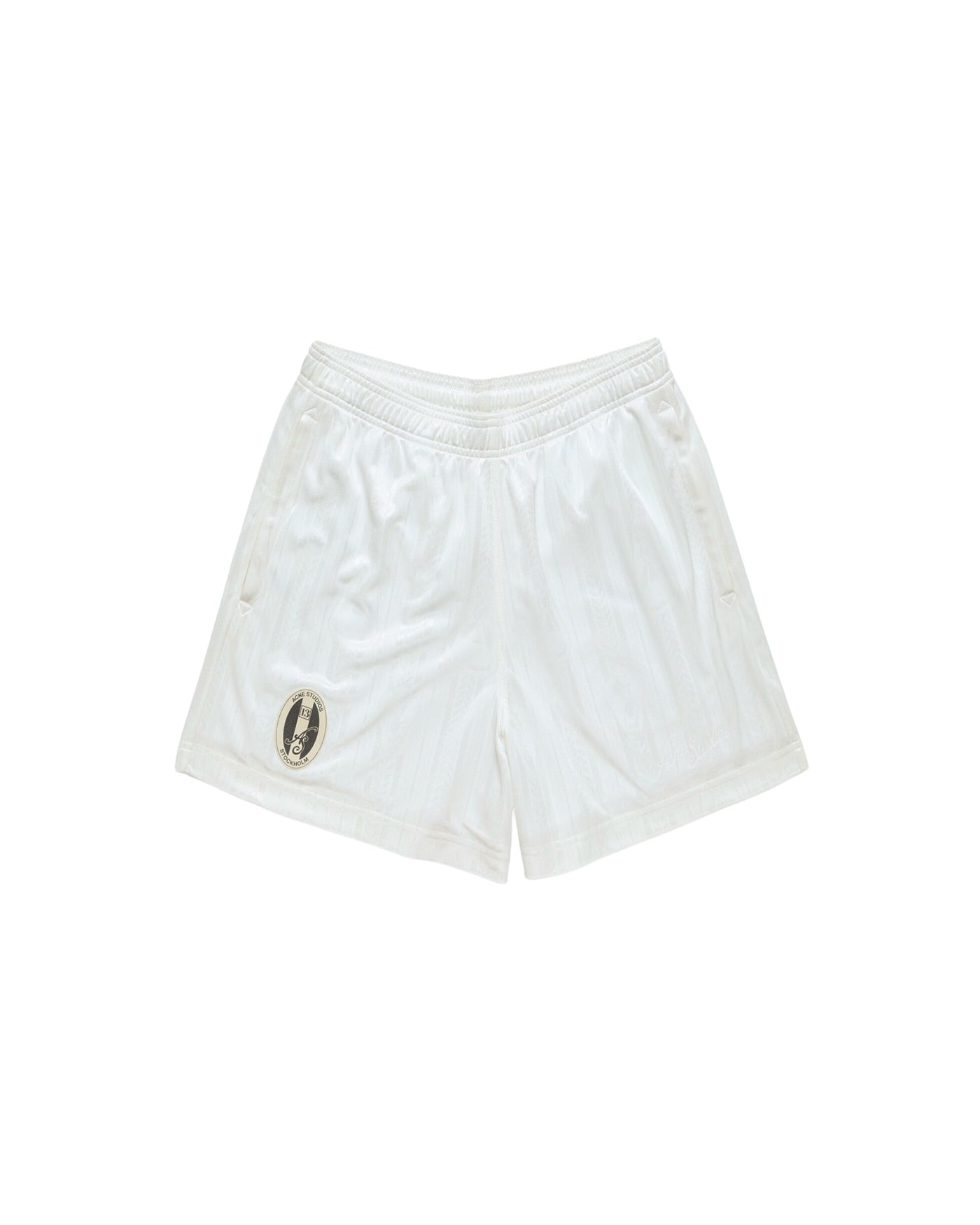 Short décontracté Acne Studios blanc rayures patch logo face