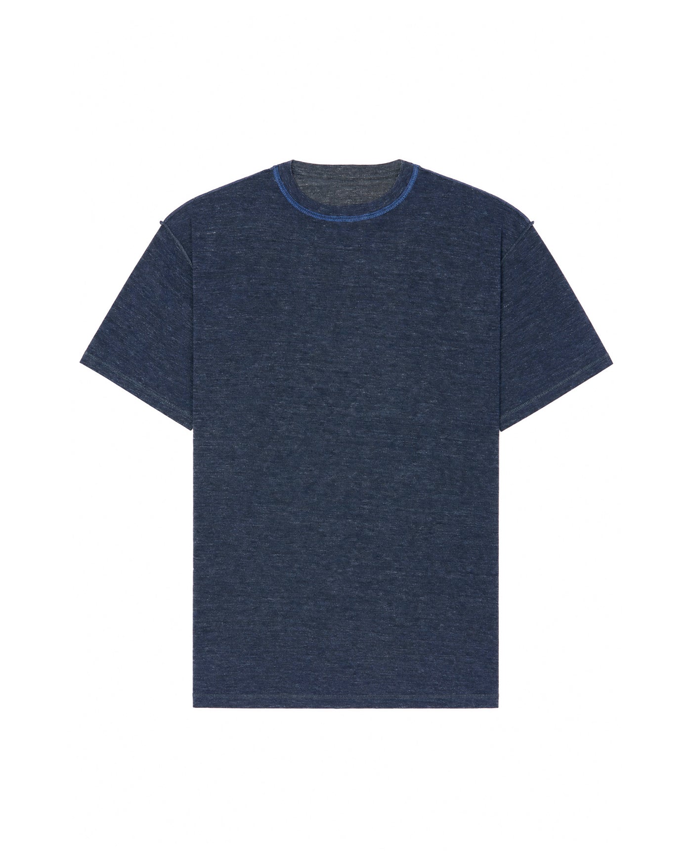 T-shirt Maison Margiela bleu marine chiné col surpiqué, face