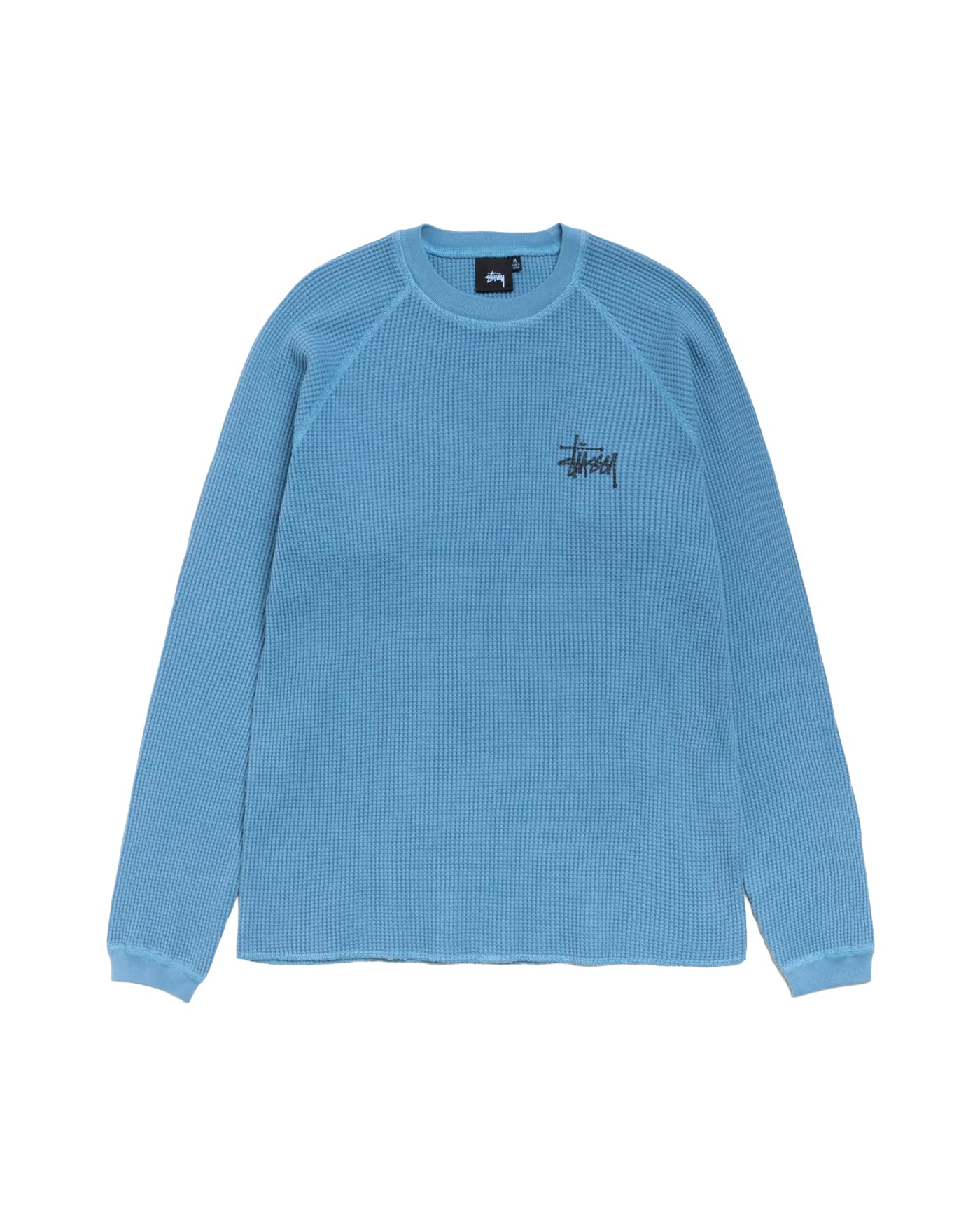 T-shirt thermique raglan Stüssy bleu dust texturé waffle face
