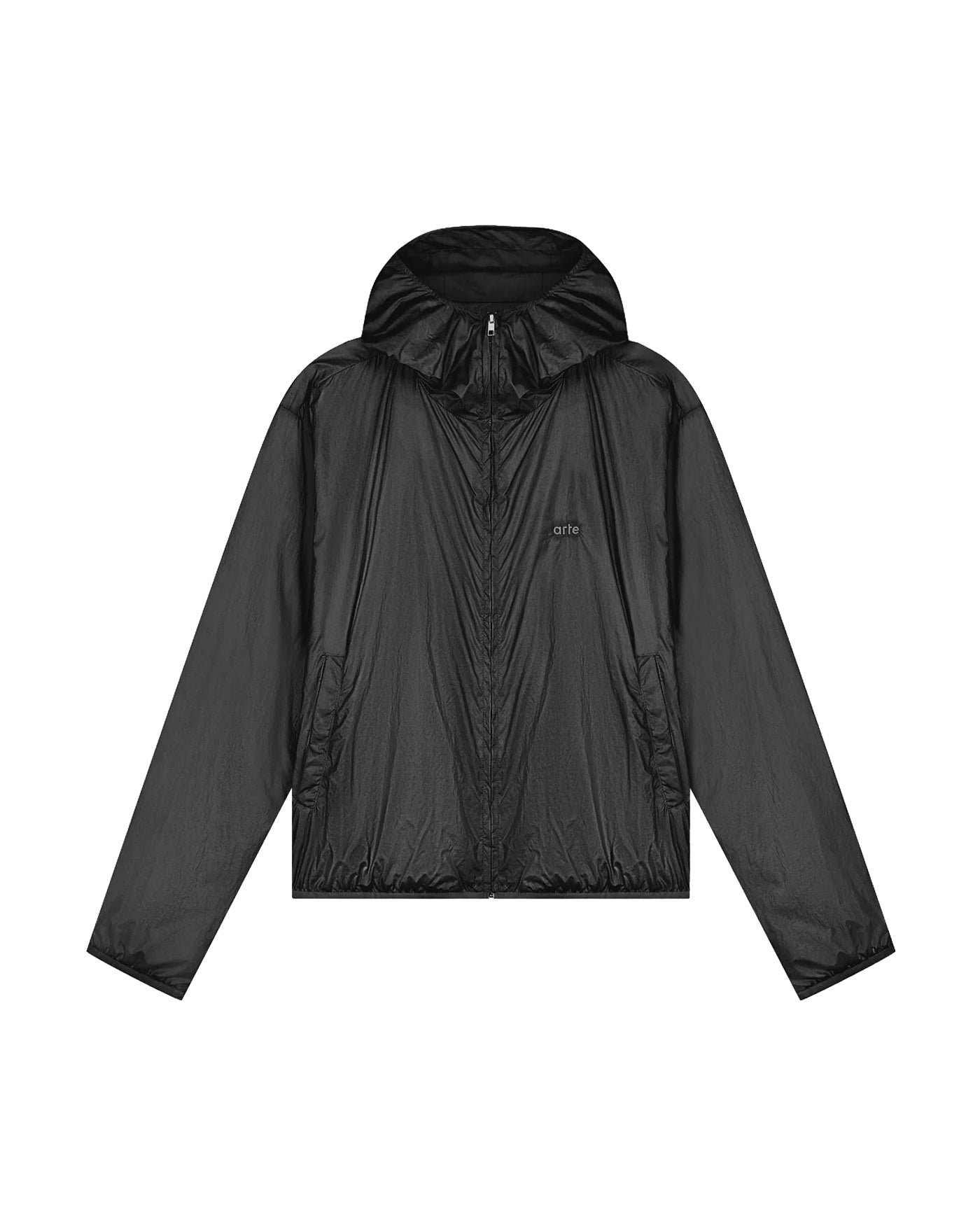 Coupe-vent Arte Antwerp Shiny Nylon noir brillant à capuche face