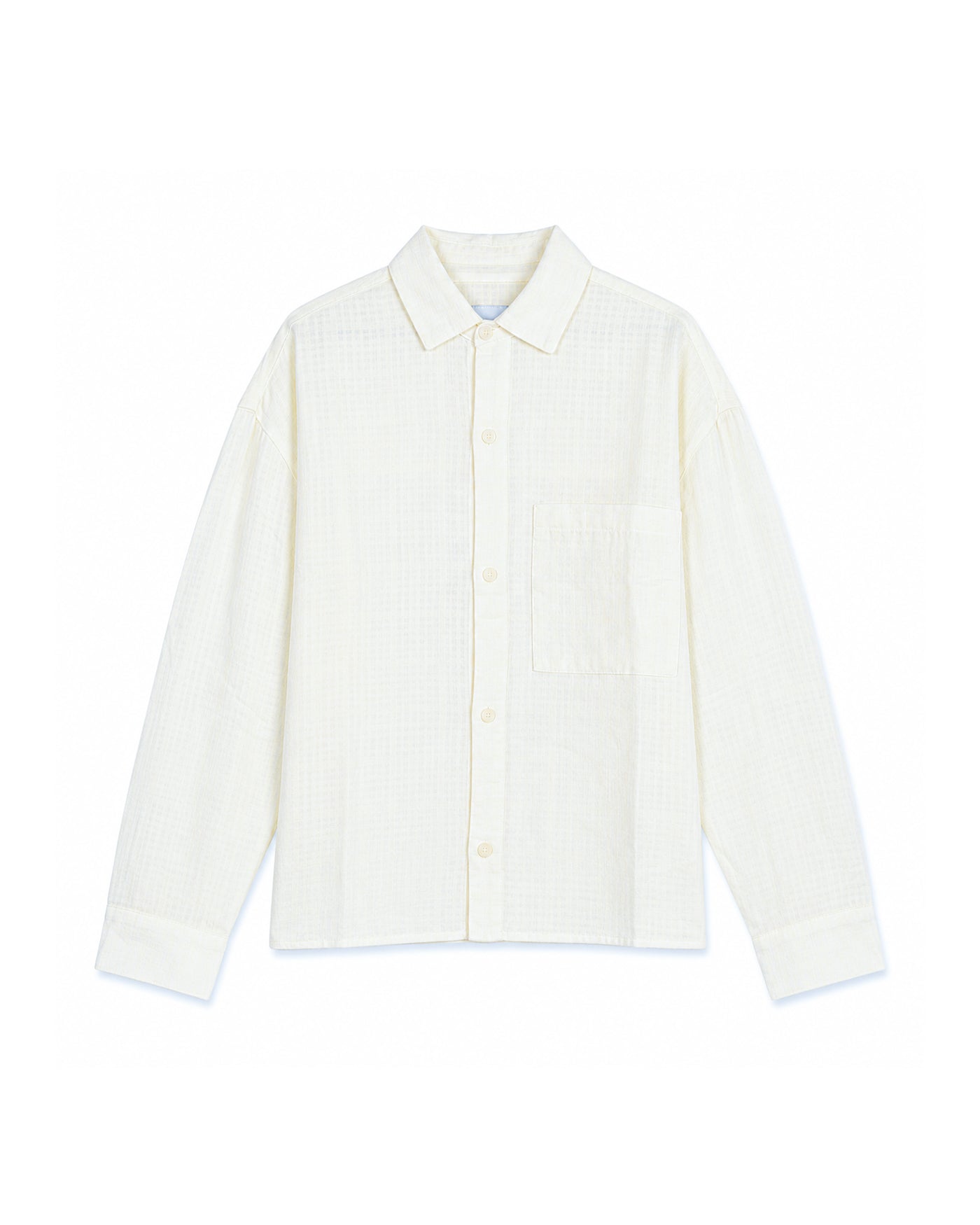 LOOSE WEAVE CHECK BOX DRESS SHIRT BONE