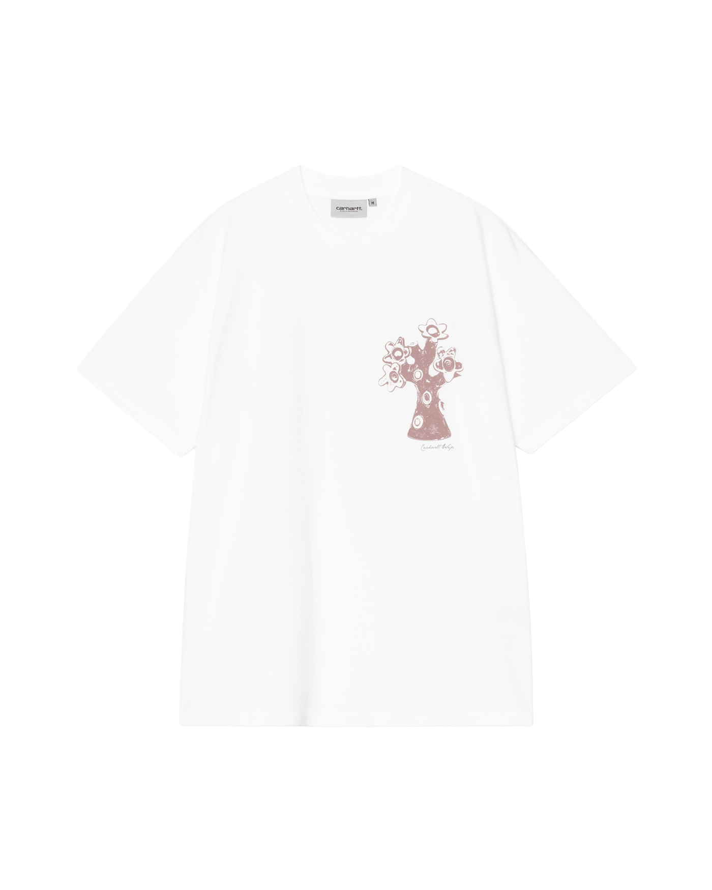 T-shirt Carhartt WIP blanc avec graphique arbre rose chiné, face