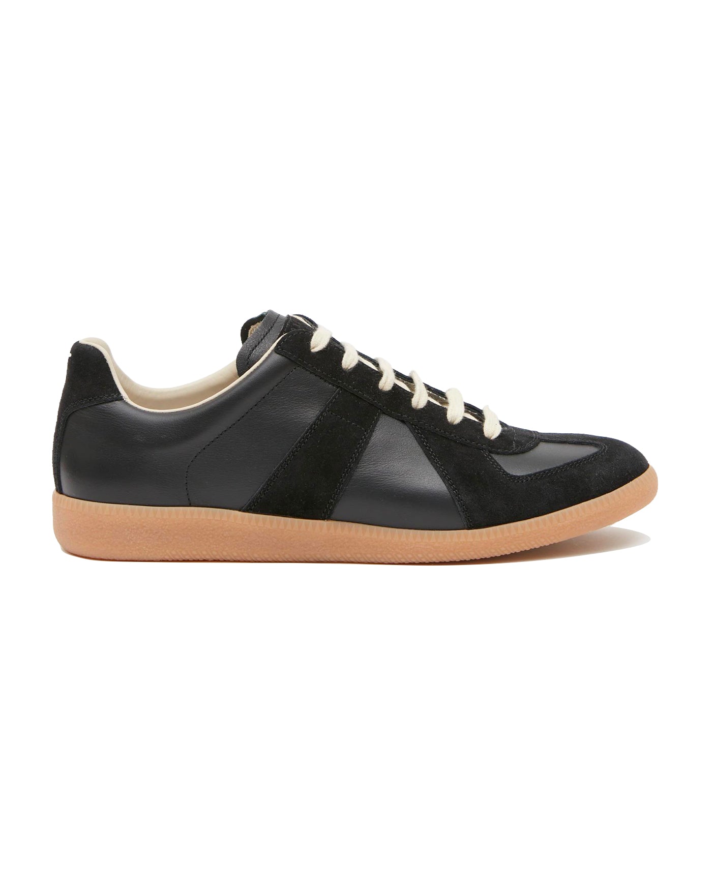 Sneakers Replica Maison Margiela noir cuir semelle gomme profil gauche