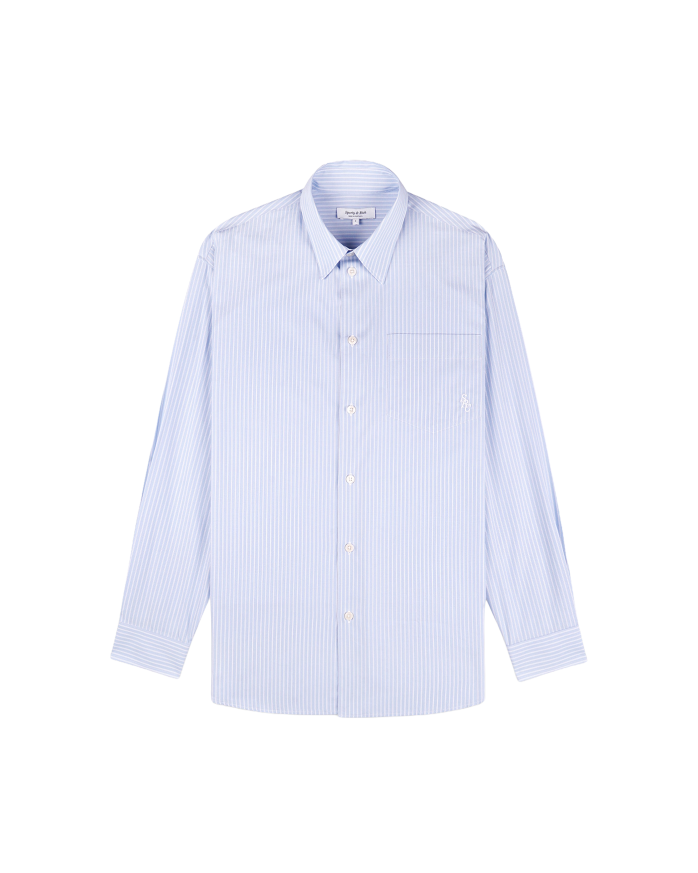 Chemise oversize Sporty & Rich à rayures bleu ciel et blanc vue face