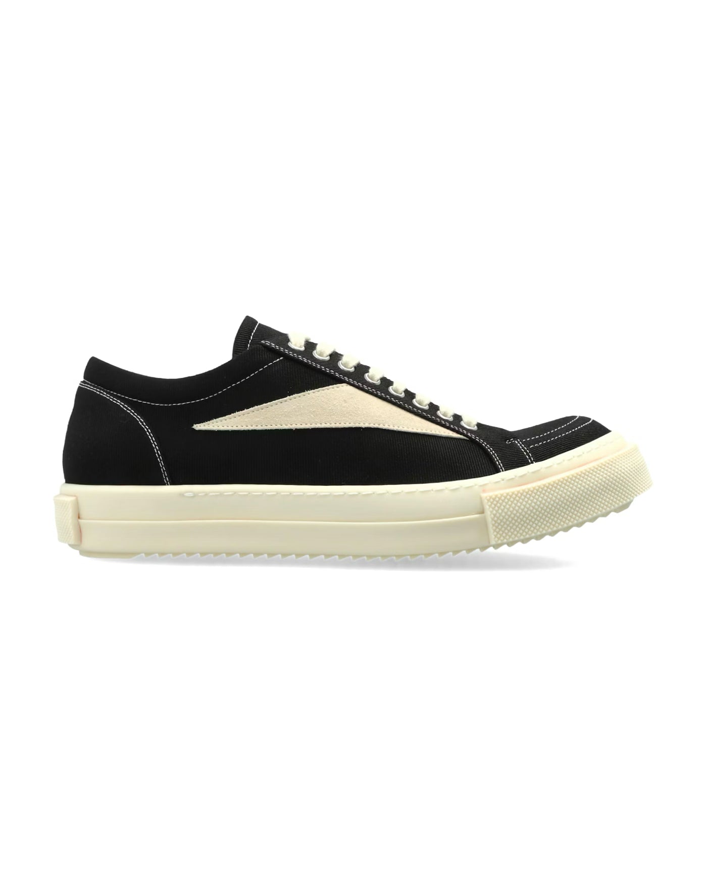 Sneakers Rick Owens DRKSHDW Vintage noir et crème profil gauche
