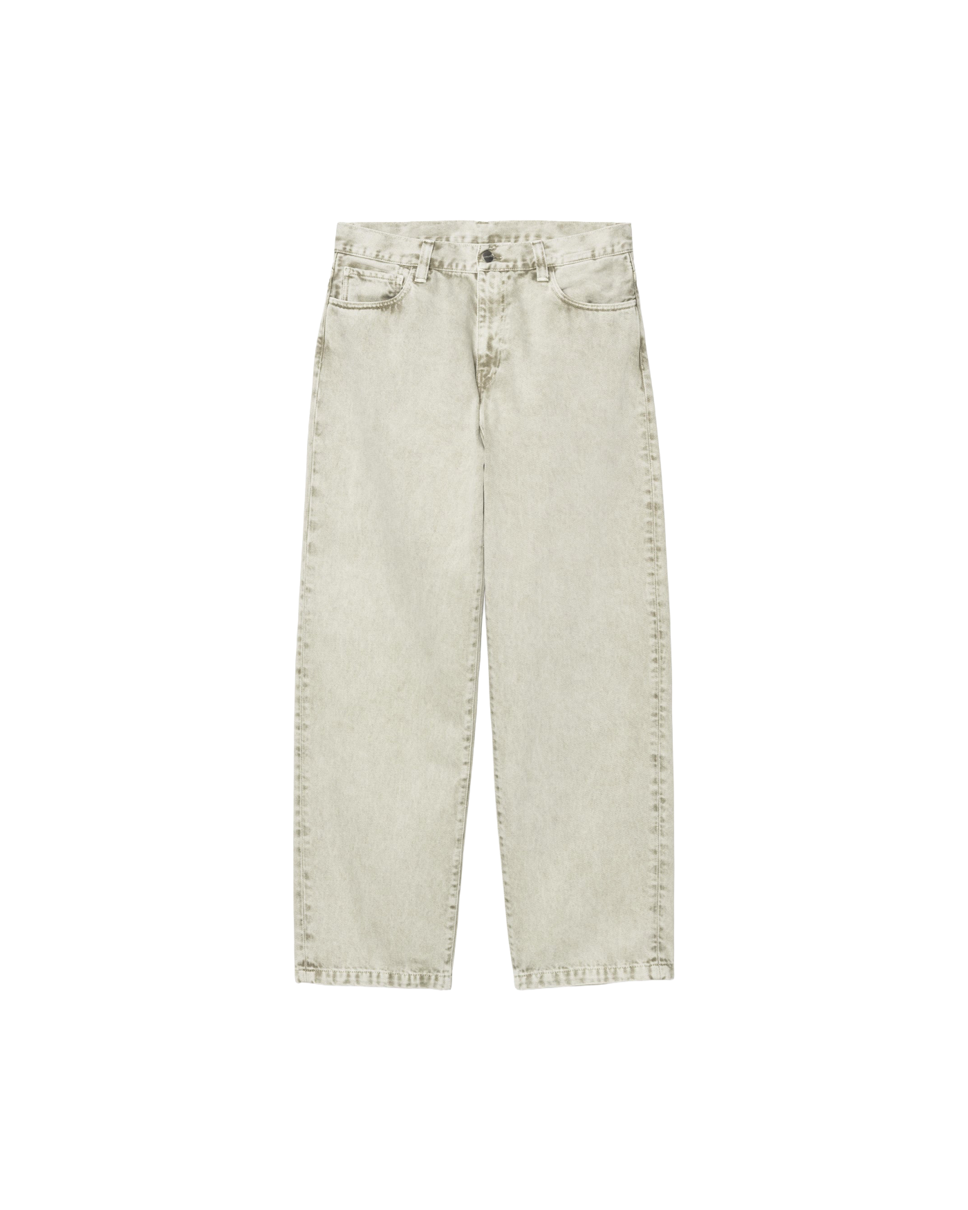 Jeans Carhartt WIP Landon vert sauge délavé coupe droite large, face