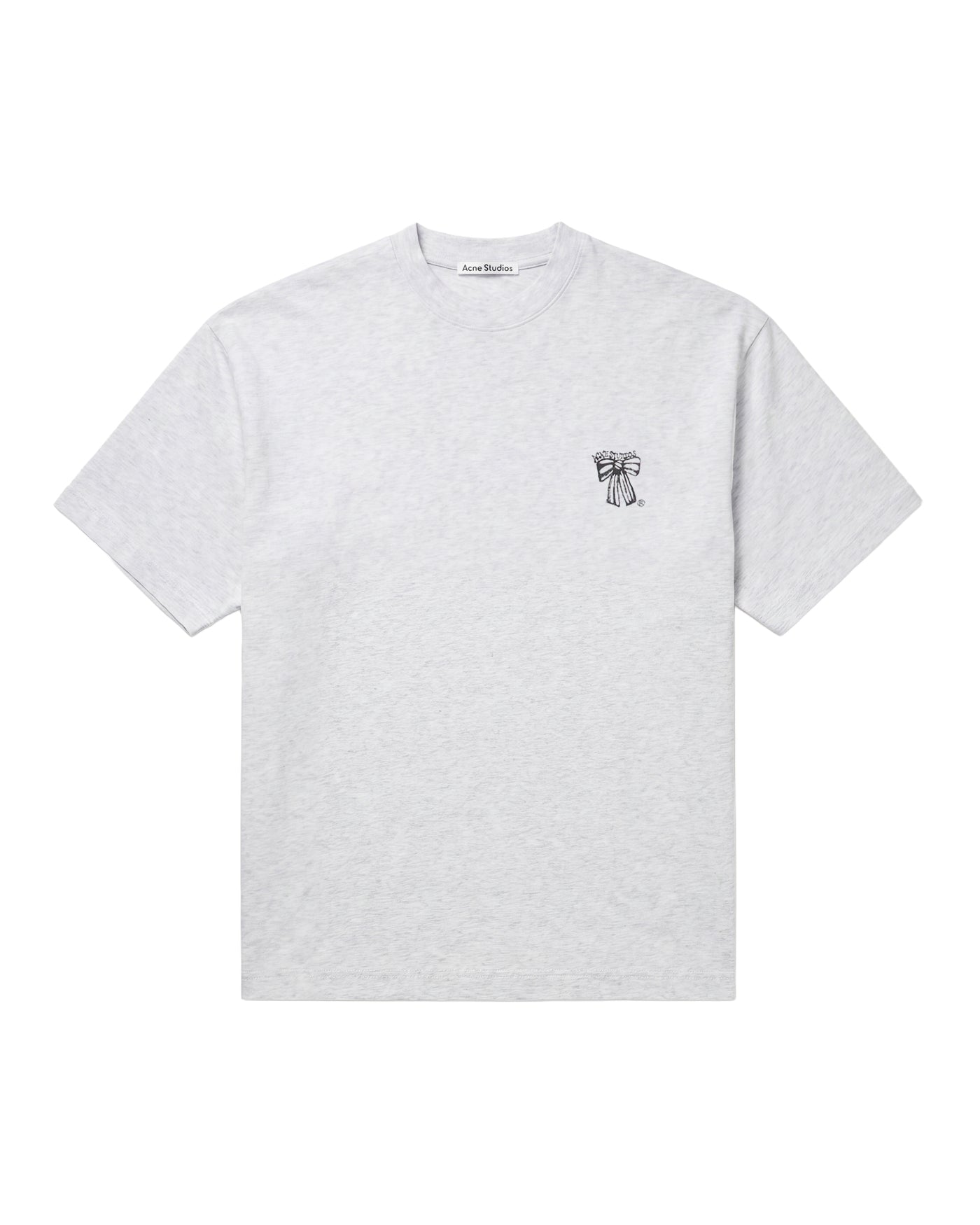 T-shirt Acne Studios gris chiné logo nœud brodé poitrine vue face