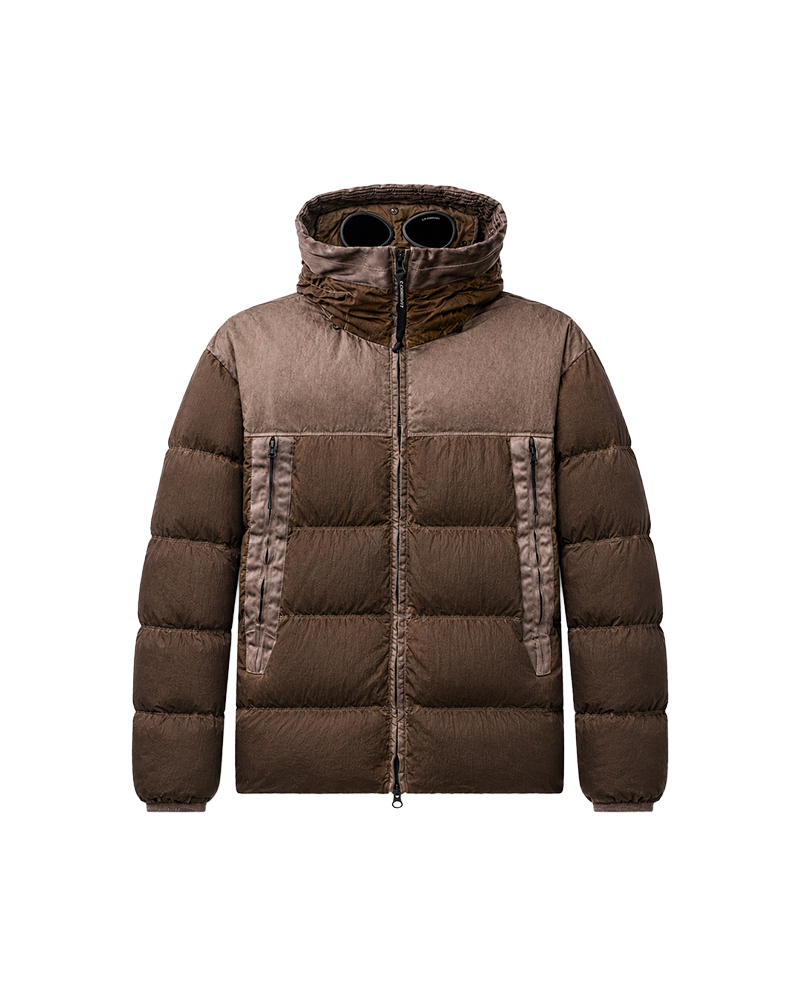 ECO-CHROME R MIXED GOGGLE DOWN JACKET RE-COLOR BROWN