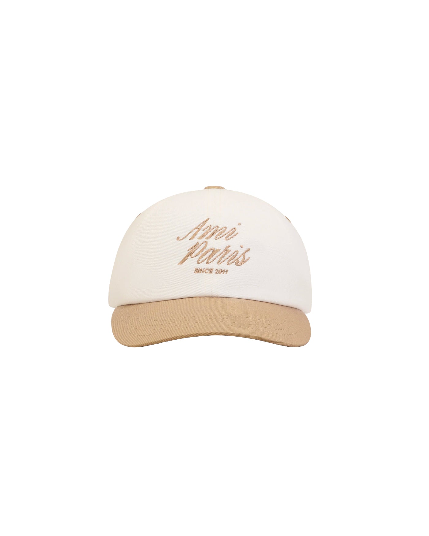 Casquette Ami Paris bicolore blanc crème et beige broderie face